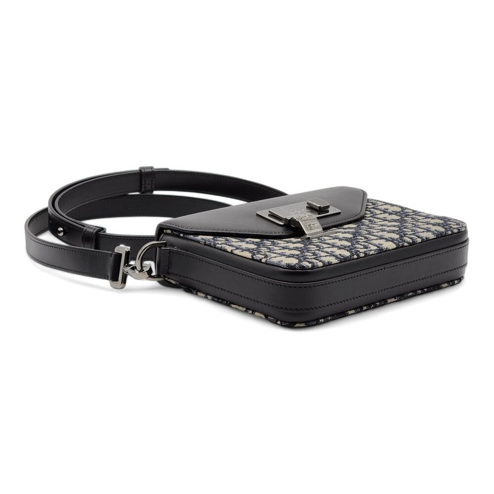 Dior Oblique Jacquard Messenger Crossbody Leather Lock Bag | Black | NEW - Picture 6 of 14